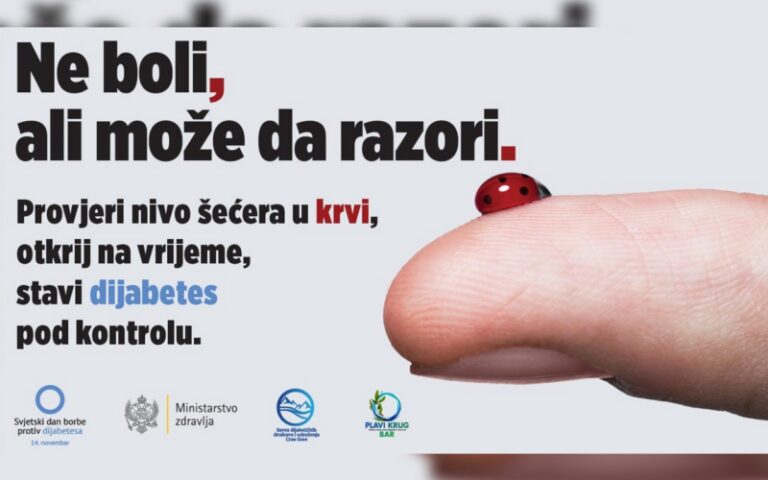Akcija povodom Svjetskog dana borbe protiv dijabetesa: Besplatna kontrola šećera u krvi i edukativno predavanje