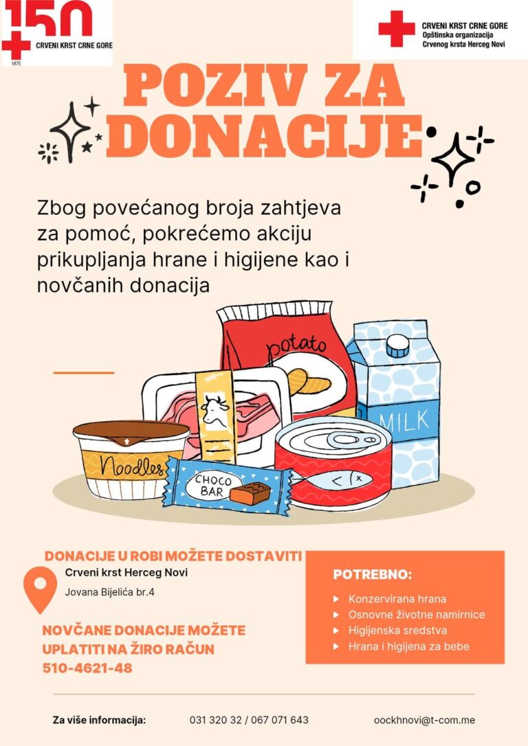 Uključite se u akciju Crvenog krsta za najugrožernije stanovnike Herceg Novog