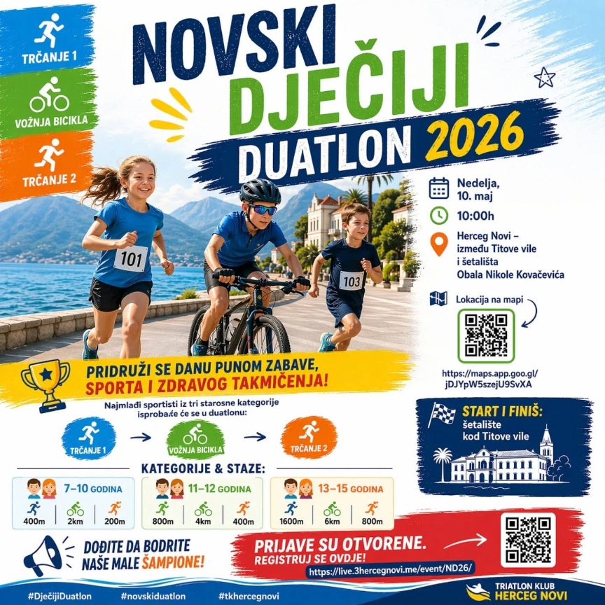 Mladi takmičari na novskom dječijem duatlonu
