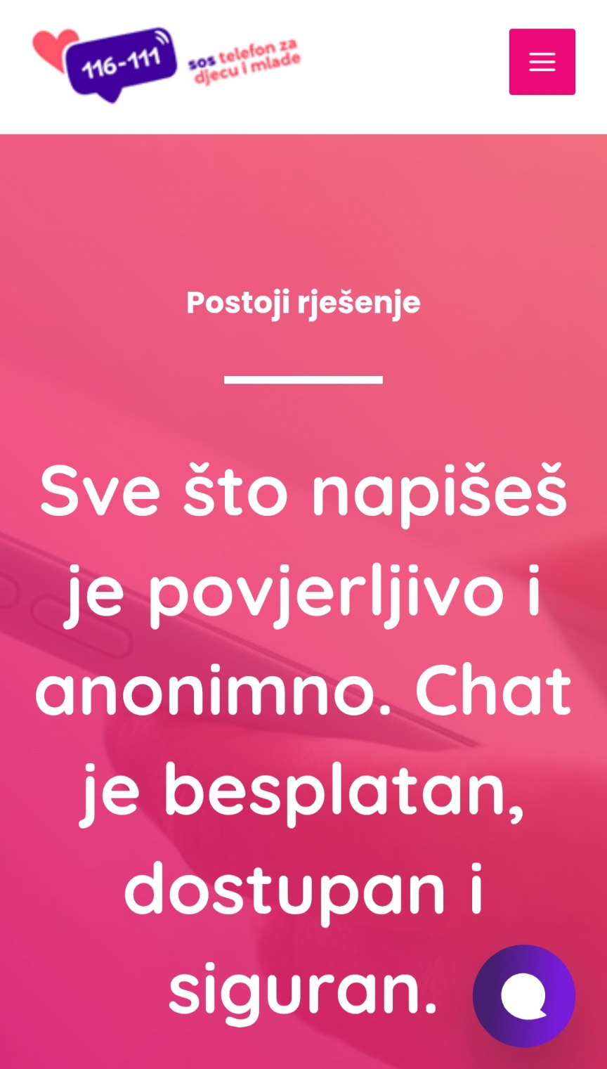 Najava chat opcije za SOS telefon 116 111