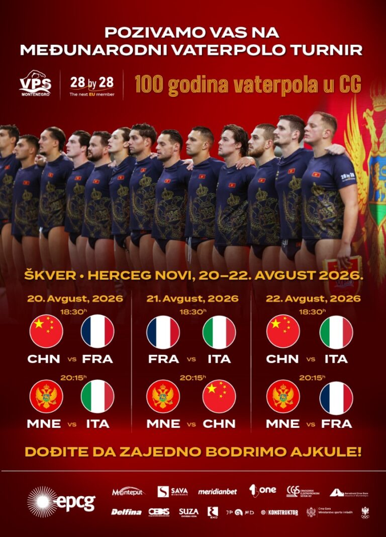 Crna Gora obilježava 100 godina vaterpola: „Ajkule“ protiv Italije, Francuske i Kine