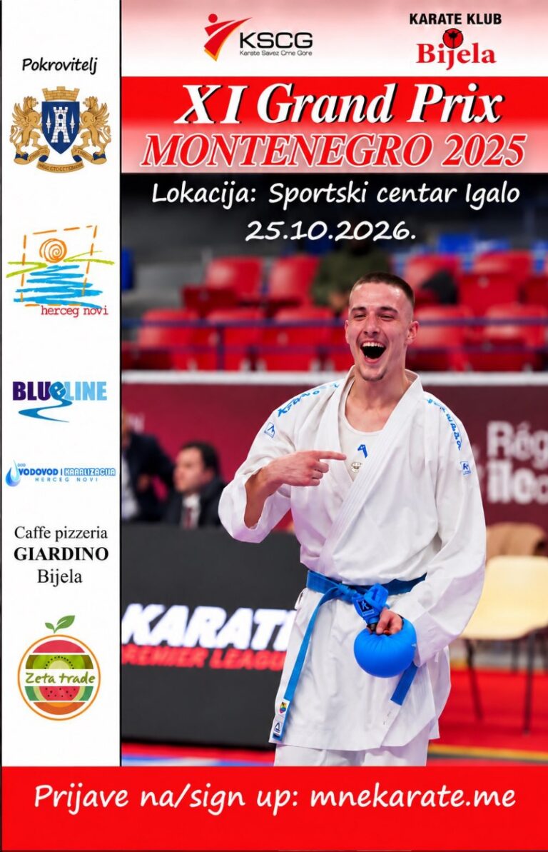 U nedjelju „Grand Prix Montenegro“, očekuje se više od 600 karatista iz devet država